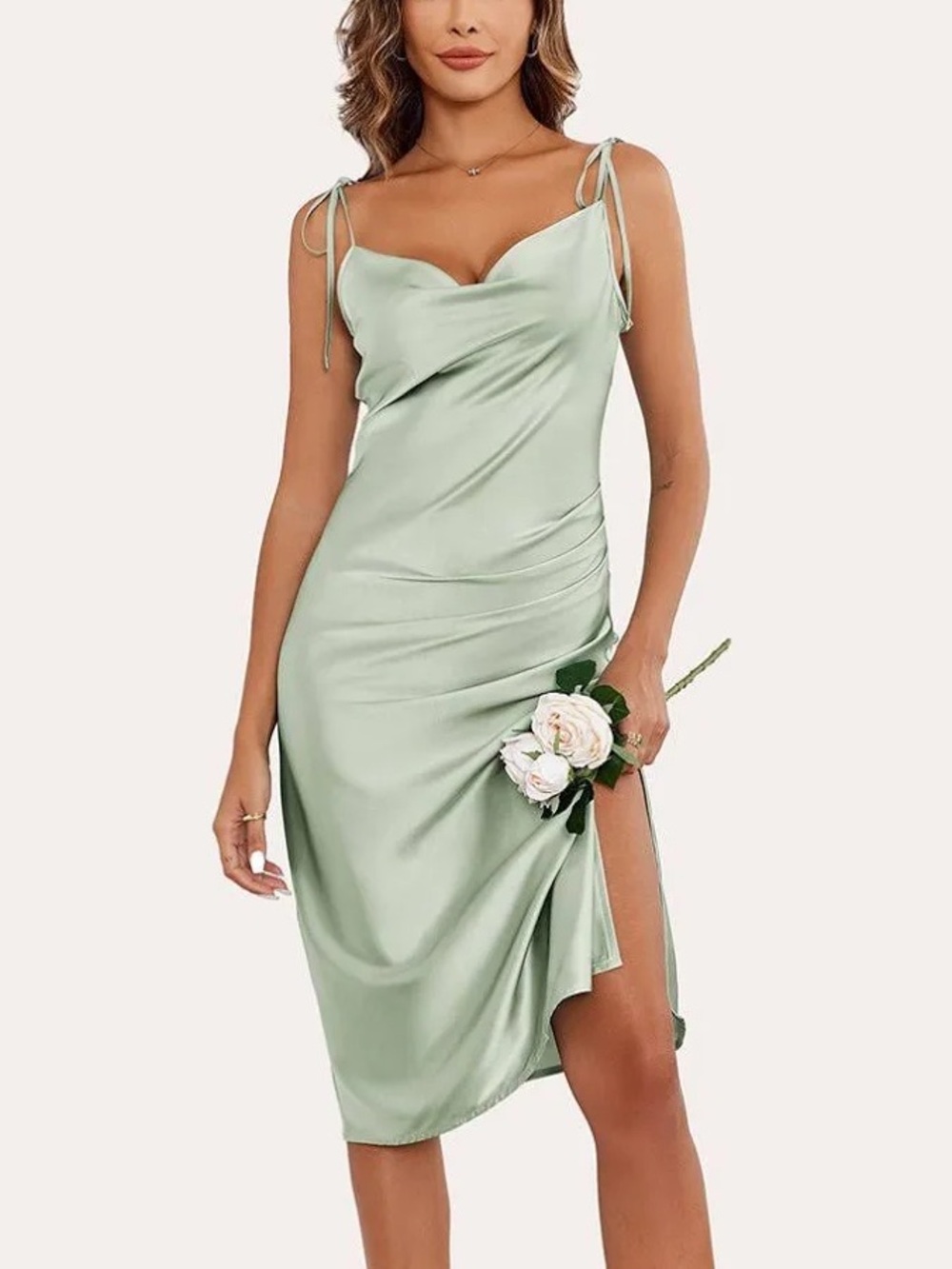 🆕 EKOUAER Elegant Satin Slip Midi Dress